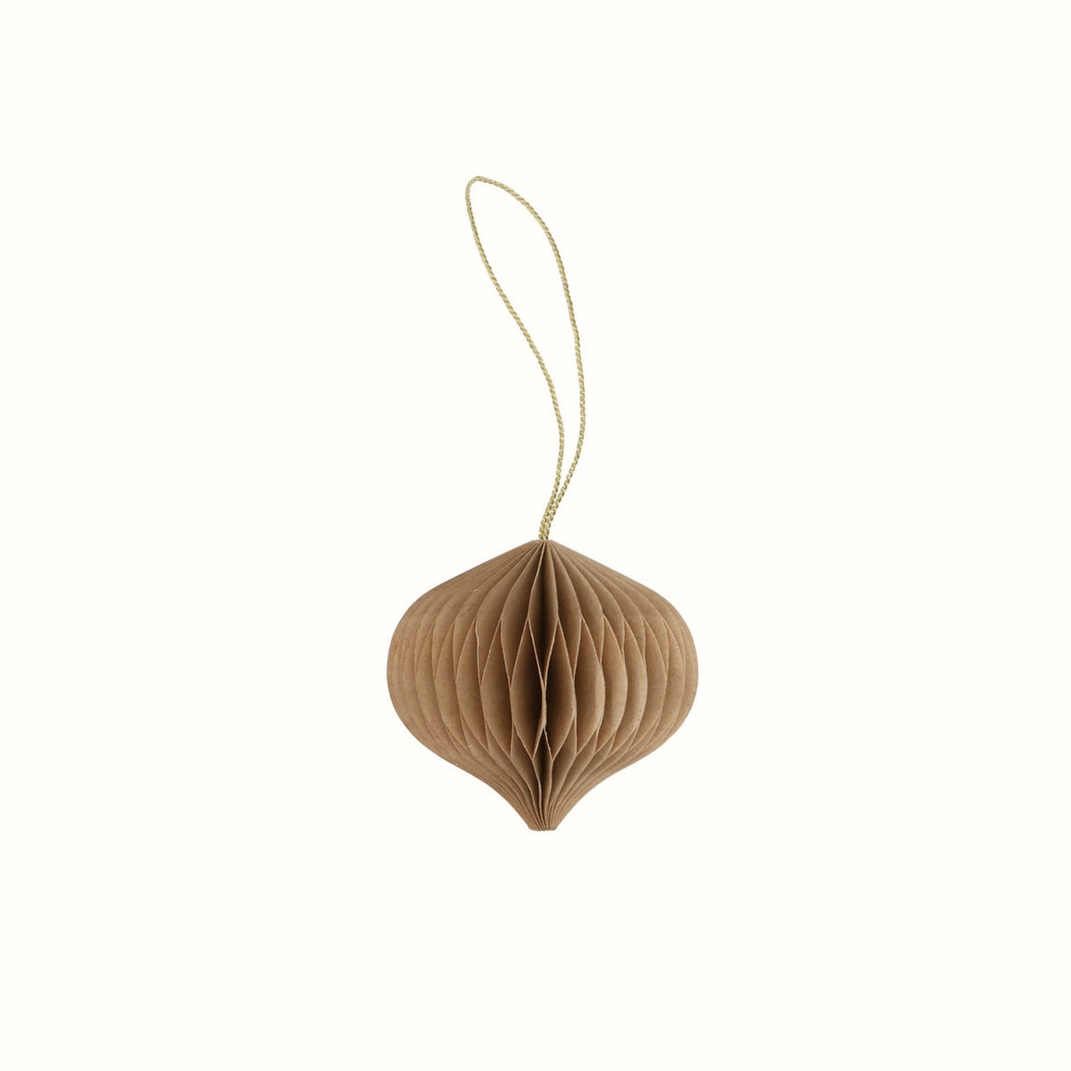 Decorazione da appendere in carta a nido d'ape color marrone tortora kraft, addobbo autunnale e natalizio in stile nordico.