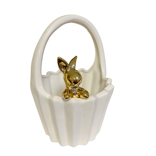 Cestino Golden Glow in Porcellana Scanalata