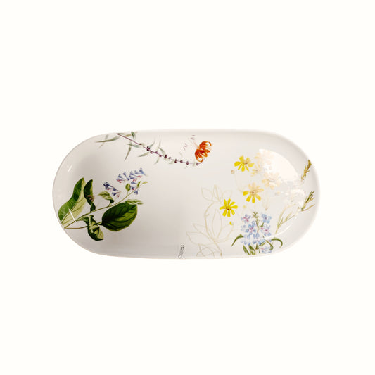 Piatto Ovale "Incontro Primaverile" – Porcellana New Bone China con Motivo Floreale