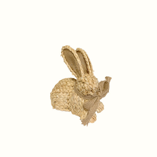 Coniglietto Decorativo in Paglia Intrecciata