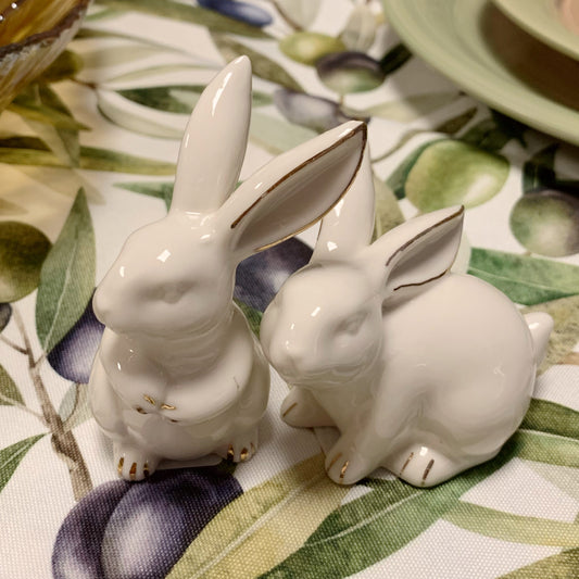 Coppia di Coniglietti in Porcellana Golden Glow
