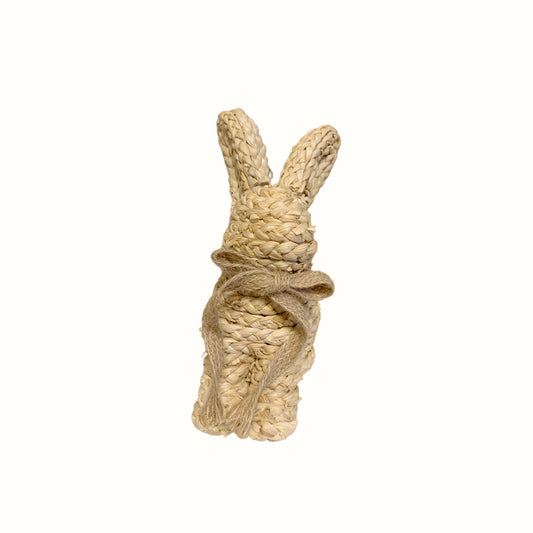 Coniglietto Decorativo in Paglia Intrecciata