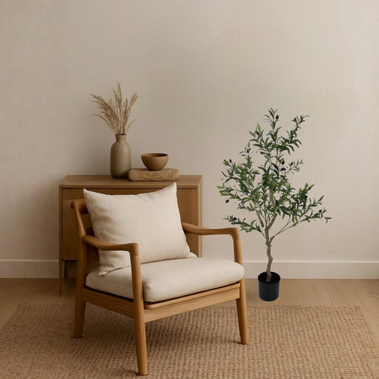 Albero di Ulivo Artificiale 105 cm – Effetto Realistico con Vaso Nero