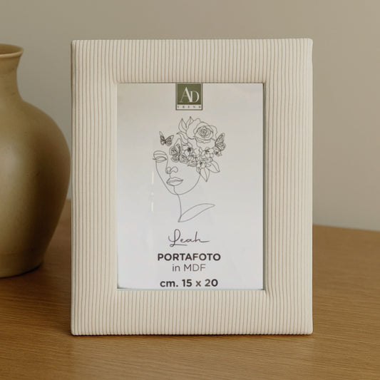 Cornice Portafoto in Tessuto Bianco/Grigio 15x20 cm – AD Trend