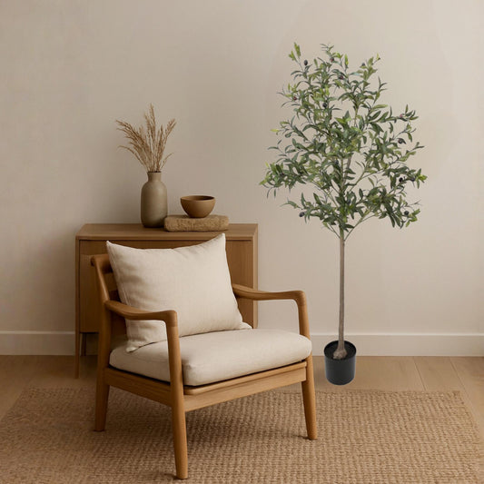 Albero di Ulivo Artificiale 140 cm – Effetto Realistico con Vaso Nero