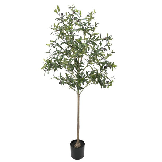 Albero di Ulivo Artificiale 140 cm – Effetto Realistico con Vaso Nero