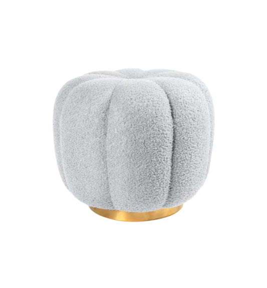 Pouf Scultoreo – Soft Bouclé & Gold Detail