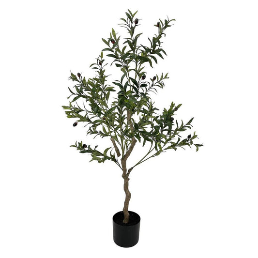 Albero di Ulivo Artificiale 105 cm – Effetto Realistico con Vaso Nero