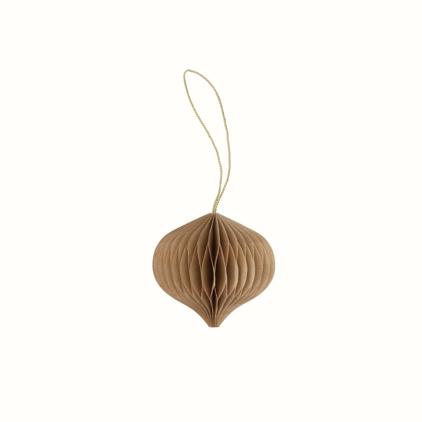 Decorazione da appendere in carta a nido d'ape color marrone tortora kraft, addobbo autunnale e natalizio in stile nordico.