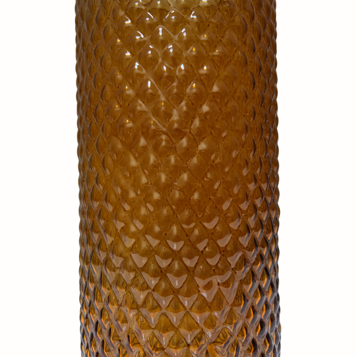 Vaso Cilindrico in Vetro Ambrato Diamantato – Home Decor Autunnale