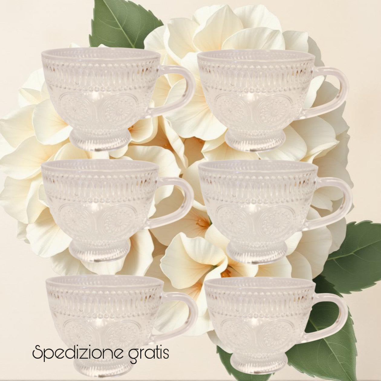 Offerta set da 6 bicchieri in vetro trasparente stile vintage con spedizione gratuita