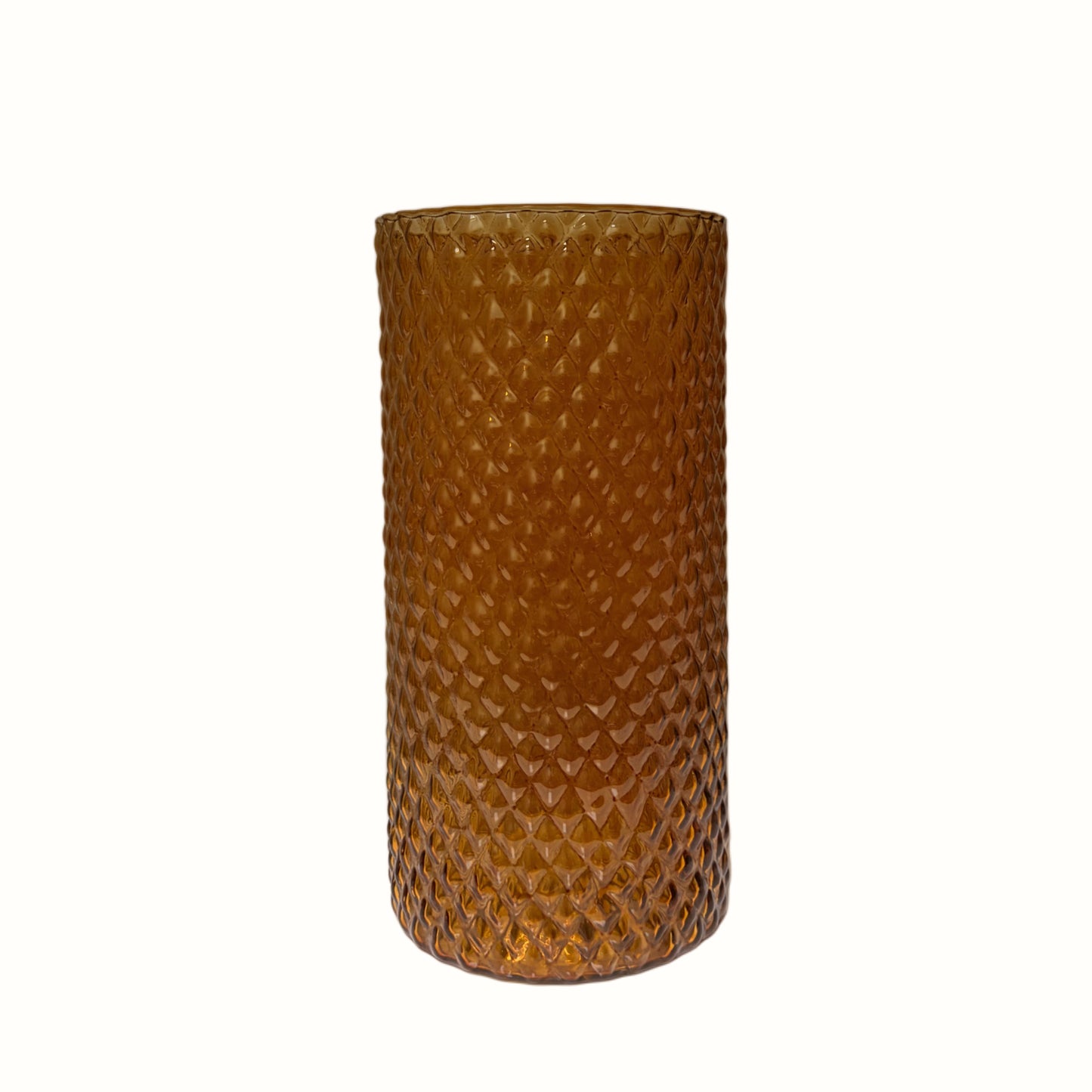 Vaso Cilindrico in Vetro Ambrato Diamantato – Home Decor Autunnale