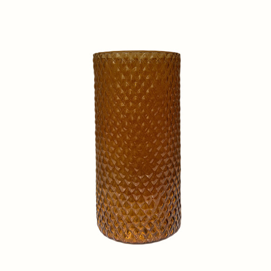 Vaso Cilindrico in Vetro Ambrato Diamantato – Home Decor Autunnale