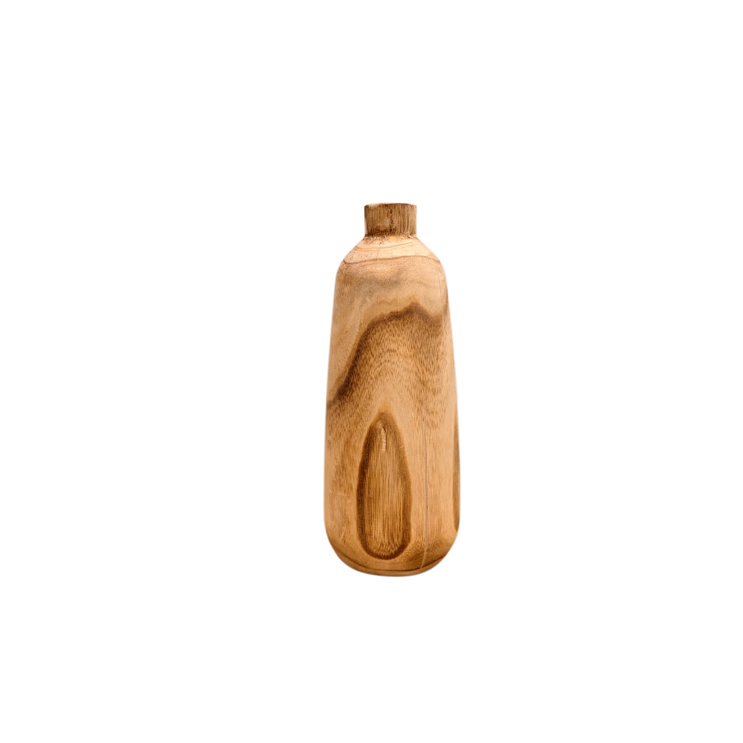 Vaso artigianale moderno modello Henry in legno di tonalità chiara con sfumature scure e venature naturali.